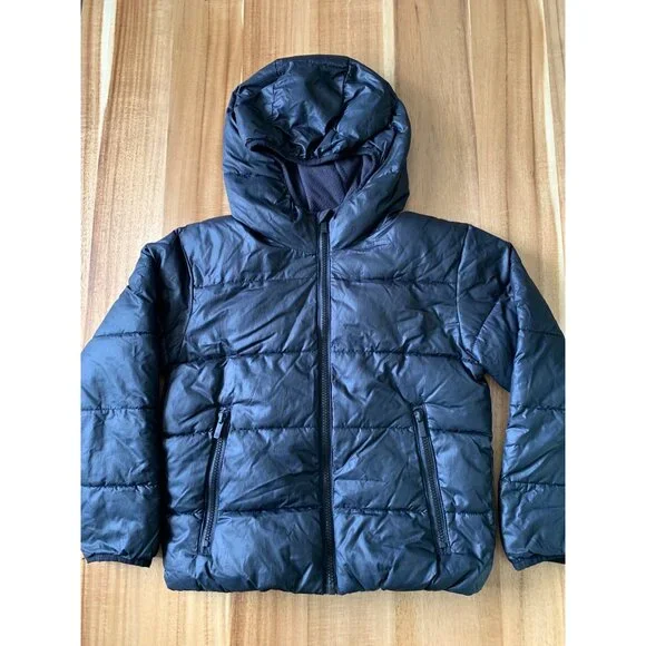 All In Motion Boys Black Mid-Weight Puffer Jacket With Pockets Size Medium - Picture 2 of 12